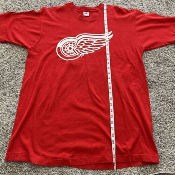 Vintage Detroit Red Wings Probert #24 Size XL FOTL Rare 1990 Shirt Single Stitch - Picture 4 of 8
